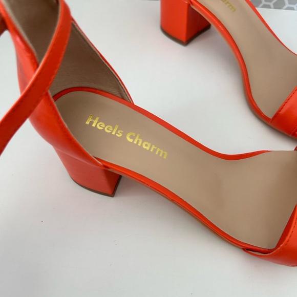 Heels Charm NWOT Orange  Block Heels Women’s 
Size 8M - Picture 3 of 5